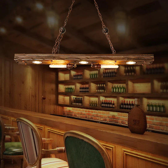 Vintage Creative Candlestick Chandelier Loft Industrial Style Restaurant Cafe Bar Wooden Strip