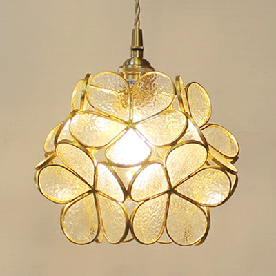 Ruchbah - Tiffany Style Blue/Clear/Pink Glass Pendant Ceiling Light