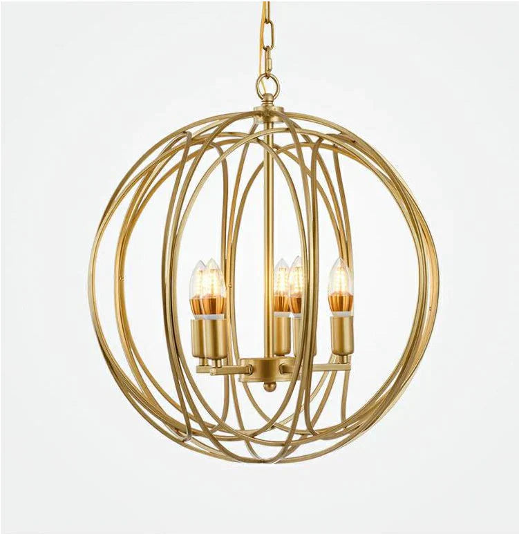 Chandelier Gold Balcony Corridor Lamp D350*H400Mm / 6 Heads Pendant