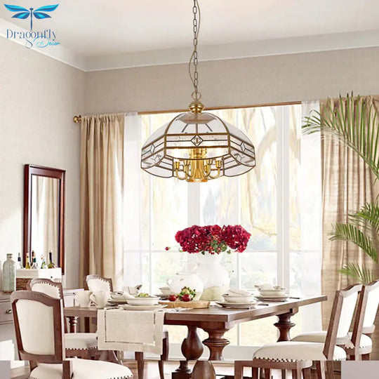 7 Lights Chandelier Pendant Light Colonial Dome Clear Glass Suspension Lamp For Dining Room