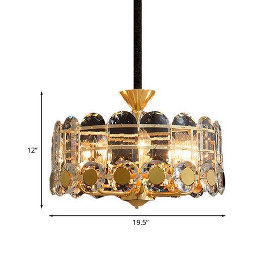 Modern Crystal 9 Light Chandeliers In Gold Shade
