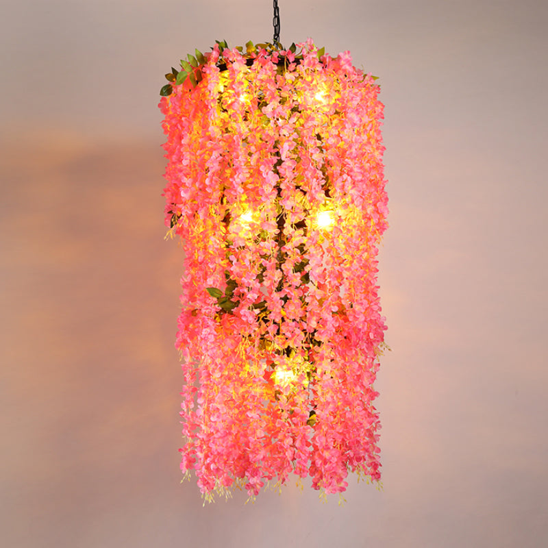 Jade - Pink Tiered Restaurant Pendant Ceiling Light With Flower Decor 7 - Head