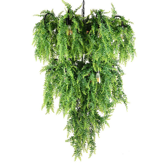 Nadã¨ge - Green 8/14 Lights Iron Chandelier Lighting Industrial 1/2 - Tier Restaurant Plant