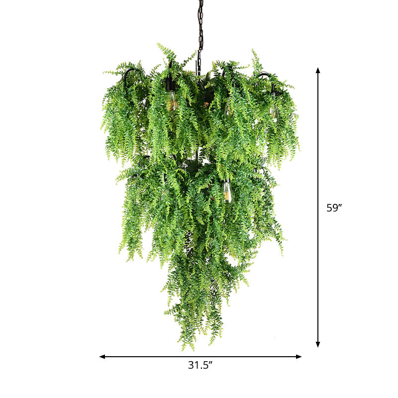Nadã¨ge - Green 8/14 Lights Iron Chandelier Lighting Industrial 1/2 - Tier Restaurant Plant