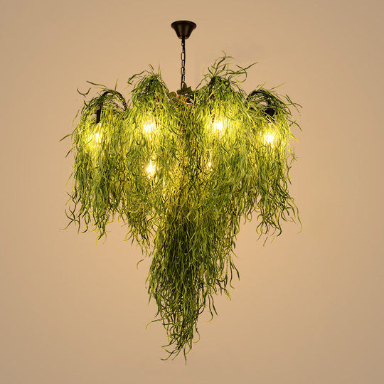 Nadã¨ge - Green 8/14 Lights Iron Chandelier Lighting Industrial 1/2 - Tier Restaurant Plant