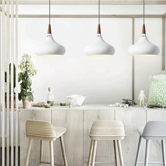 Nordic Single - Headed Wooden Dining Chandelier Personality Creativity Macaroon Color Balcony