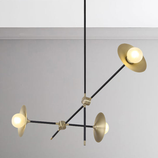 Contemporary Brass 3/6/12 - Light Flared Shade Hanging Metal Suspension Chandelier Lamp Pendant