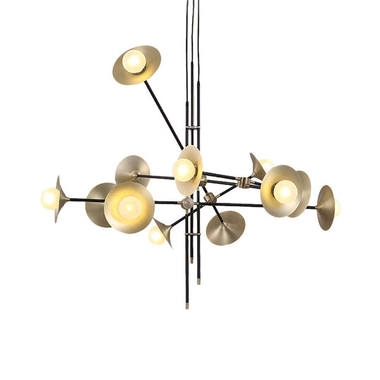 Contemporary Brass 3/6/12 - Light Flared Shade Hanging Metal Suspension Chandelier Lamp Pendant