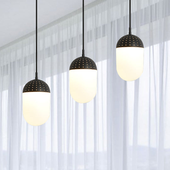 Addison - Nordic Globe/Ellipse Suspension Light With Opal White Glass Shade Metal 1