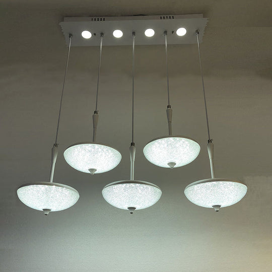 Claire - Umbrella Shade Multi Pendant Light Modern Style Crystal 5 Lights White Hanging For Chen