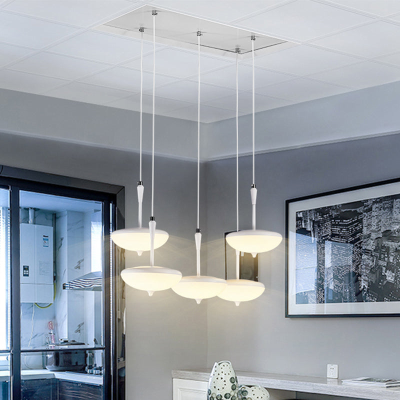 Claire - Umbrella Shade Multi Pendant Light Modern Style Crystal 5 Lights White Hanging For Chen