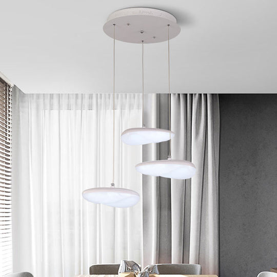 Ava - White Geometric Down Lighting Simplicity 3/7 Heads Led Metal Hanging Light With Round/Linear
