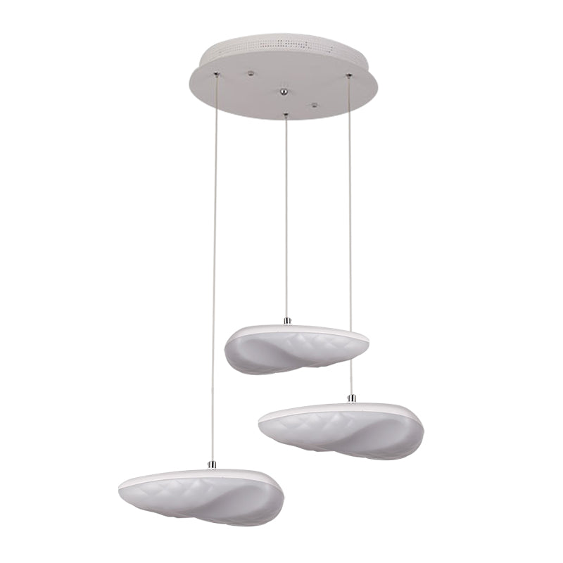Ava - White Geometric Down Lighting Simplicity 3/7 Heads Led Metal Hanging Light With Round/Linear