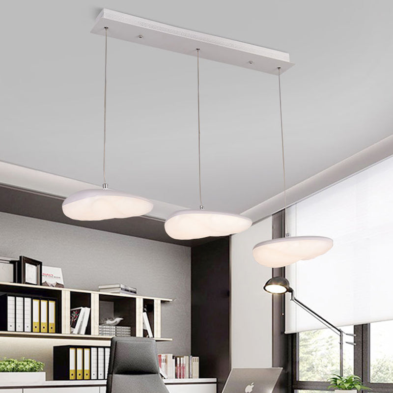 Ava - White Geometric Down Lighting Simplicity 3/7 Heads Led Metal Hanging Light With Round/Linear