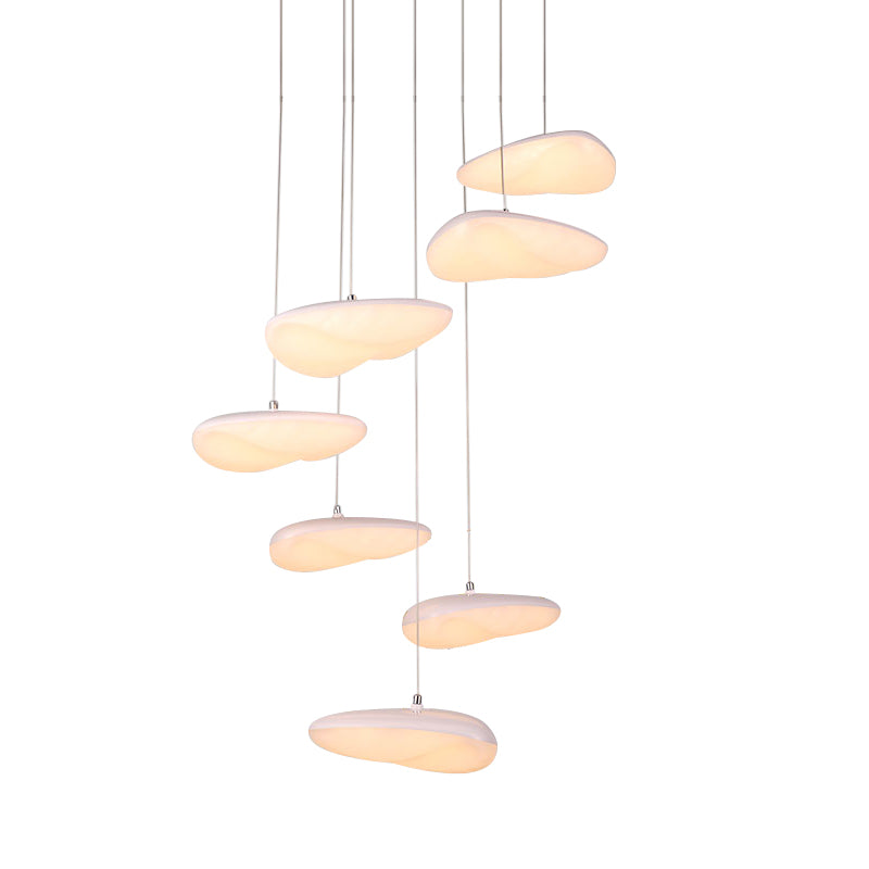 Ava - White Geometric Down Lighting Simplicity 3/7 Heads Led Metal Hanging Light With Round/Linear