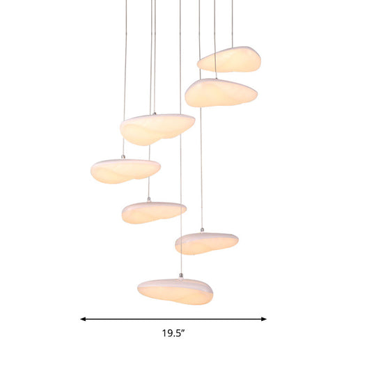 Ava - White Geometric Down Lighting Simplicity 3/7 Heads Led Metal Hanging Light With Round/Linear