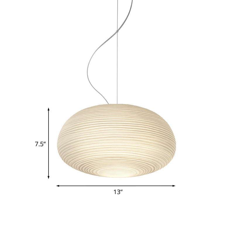 Post - Modern White Glass Cocoon Pendant Light With Ribbed Design 1 - Light Ceiling Hanging Fixture