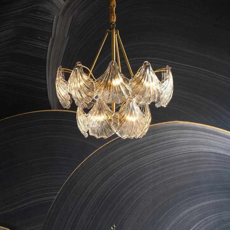 All Copper American Shell Bedroom Chandelier Glass Pendant