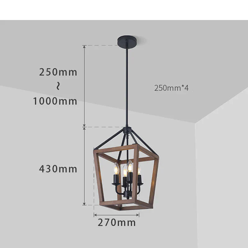 American Retro Four - Headed Iron Chandelier Pendant