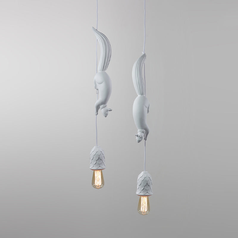 Bunda - Pinecone Warehouse Shape Hanging Lamp 1 Light Resin Ceiling Pendant In White/Pink/Blue With