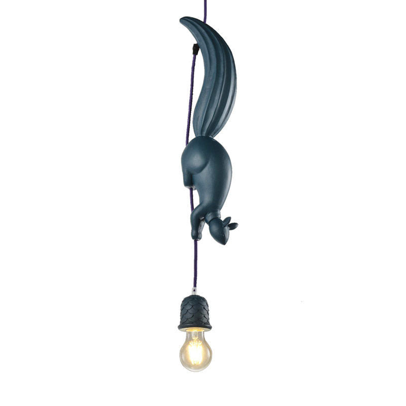 Bunda - Pinecone Warehouse Shape Hanging Lamp 1 Light Resin Ceiling Pendant In White/Pink/Blue With
