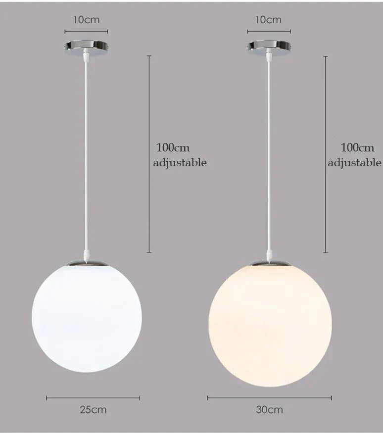 Nordic White Glass Ball Pendant Lights Modern Led Living Room Hanglamp Lamp Restaurant Bar Aisle