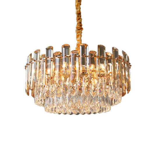 Modern Gold Finish Cut Crystal Chandeliers For Living Room
