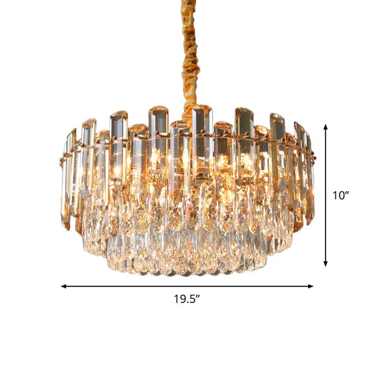 Modern Gold Finish Cut Crystal Chandeliers For Living Room