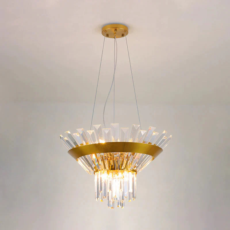 Postmodern Rectangular - Cut Crystal Chandelier Light In Gold For Dining Living Room