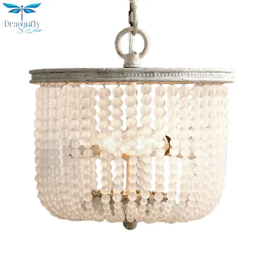 8.5’/14’ Wide Rustic Rounded Chandelier 2 Lights Crystal Suspension Lighting Fixture In White