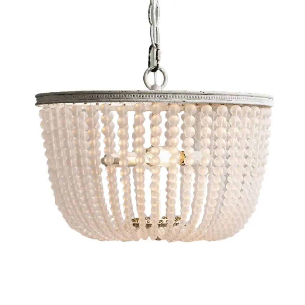 8.5’/14’ Wide Rustic Rounded Chandelier 2 Lights Crystal Suspension Lighting Fixture In White