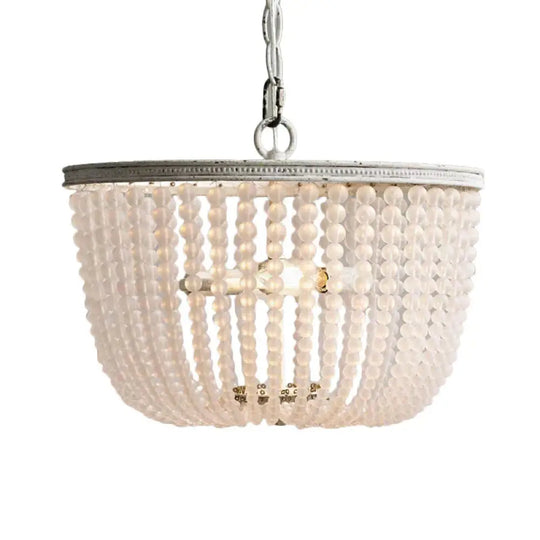 8.5’/14’ Wide Rustic Rounded Chandelier 2 Lights Crystal Suspension Lighting Fixture In White