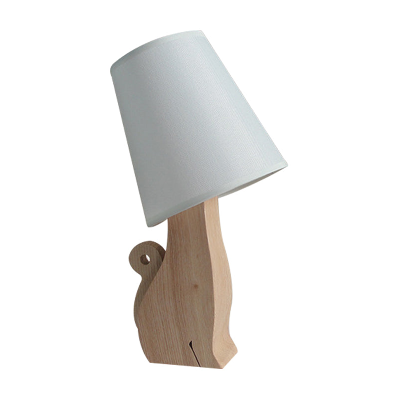 Sheratan - Cartoon Fabric Barrel Nightstand Light 1 Bulb White Night Table Lamp With Dinosaur/Cat