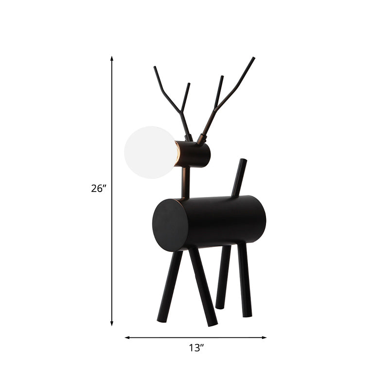 Cursa - Black Metal Deer Nightstand Lamp With Plug - In Cord Creative Bedroom