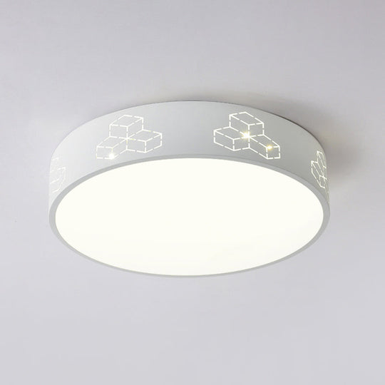 Cutout Iron Shade Led Flush Mount Ceiling Light For Kids Room - Moon - Star/Cube/Elephant Design In