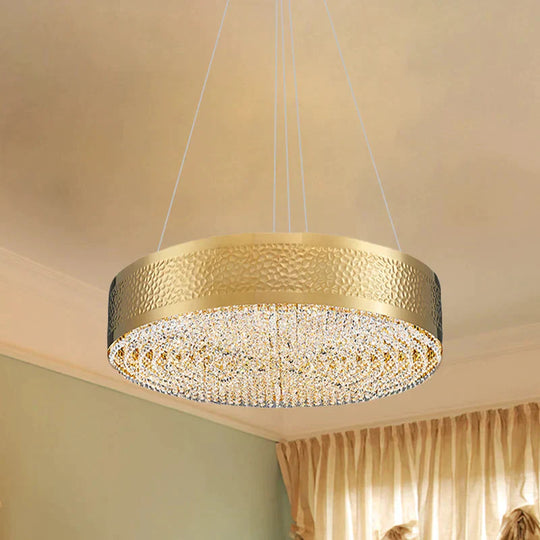 Clear K9 Crystal Pendant Lighting Drum Shaped For Bedroom