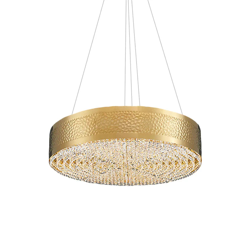 Clear K9 Crystal Pendant Lighting Drum Shaped For Bedroom