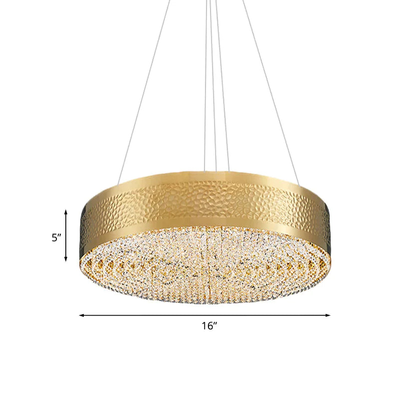 Clear K9 Crystal Pendant Lighting Drum Shaped For Bedroom