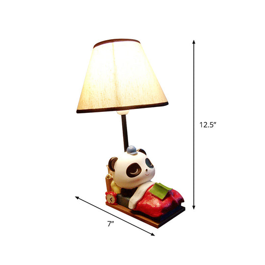 Brielle - Panda Sleeping Bear Resin Table Light Cartoon 1 Head Black - White Nightstand Lamp With