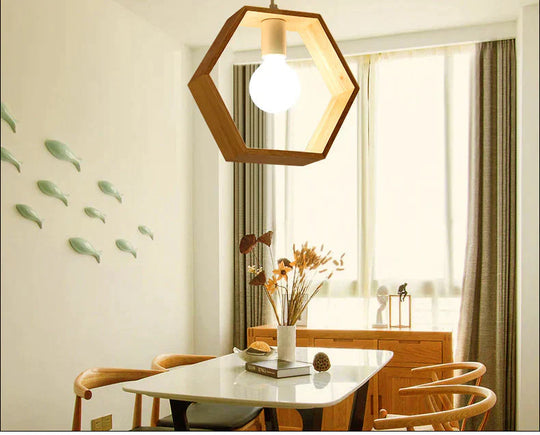 Simple Restaurant Chandelier Solid Wood Pendant