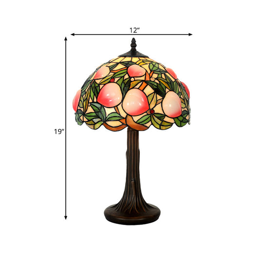 Pauline - Peach Stained Glass Night Lamp: Tiffany - Style Coffee Table Light