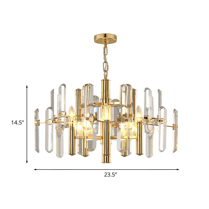 2 Tier Crystal Gold Pendant Ceiling Light Chandelier For Living Room