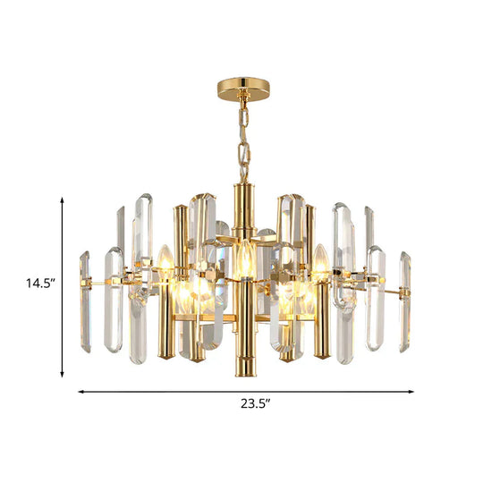 2 Tier Crystal Gold Pendant Ceiling Light Chandelier For Living Room
