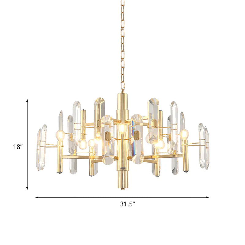 2 Tier Crystal Gold Pendant Ceiling Light Chandelier For Living Room