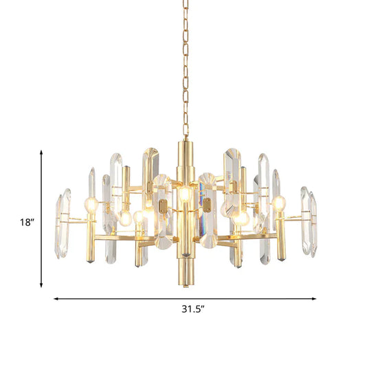 2 Tier Crystal Gold Pendant Ceiling Light Chandelier For Living Room
