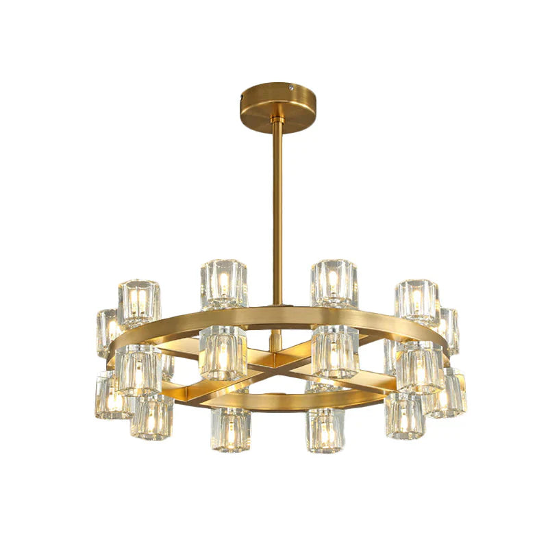 20 - Light Brass Crossed Circle Chandelier For Living Room