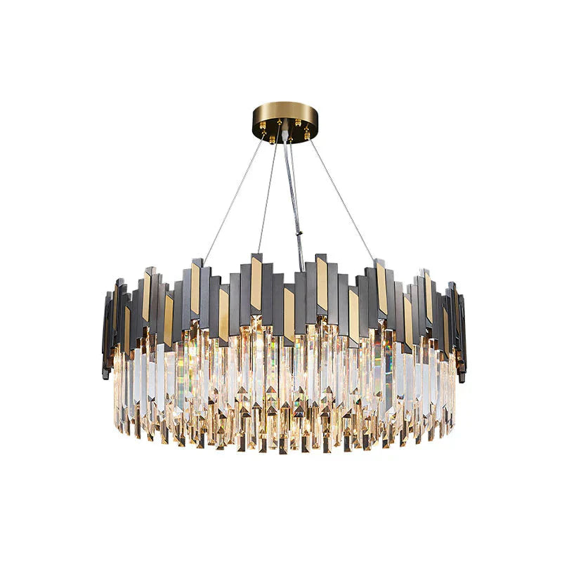 Modern Black And Gold Crystal 8 Bulb Chandelier