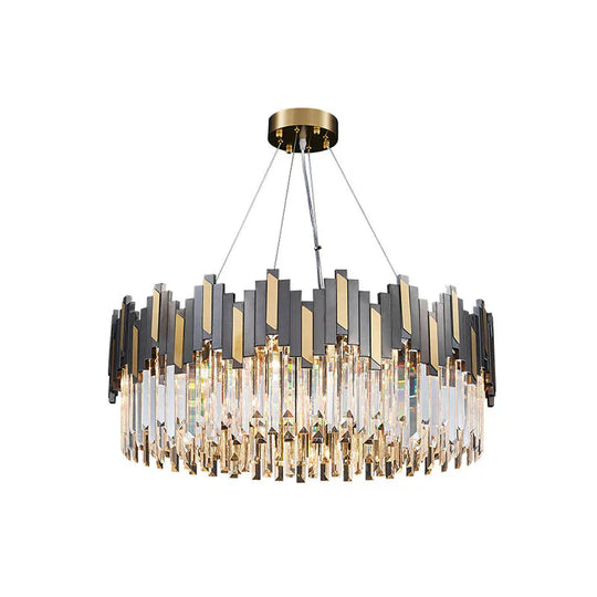 Modern Black And Gold Crystal 8 Bulb Chandelier