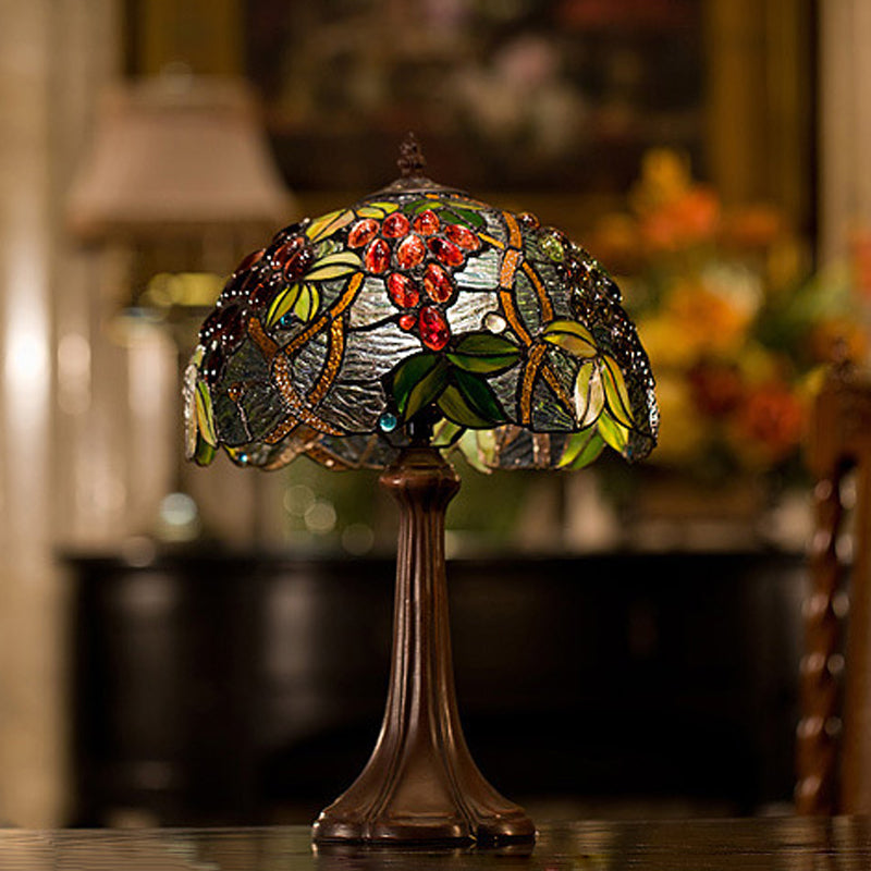 Zoey - Tiffany Coffee Half - Globe Table Lamp Style 1 - Light Stained Glass Nightstand Light With