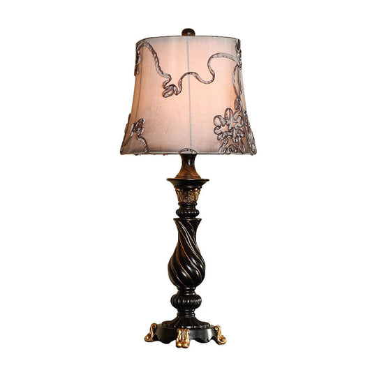 Sheliak - Modern Classic Drum Night Lighting 1 Head Fabric Swirl Patterned Nightstand Lamp In Black